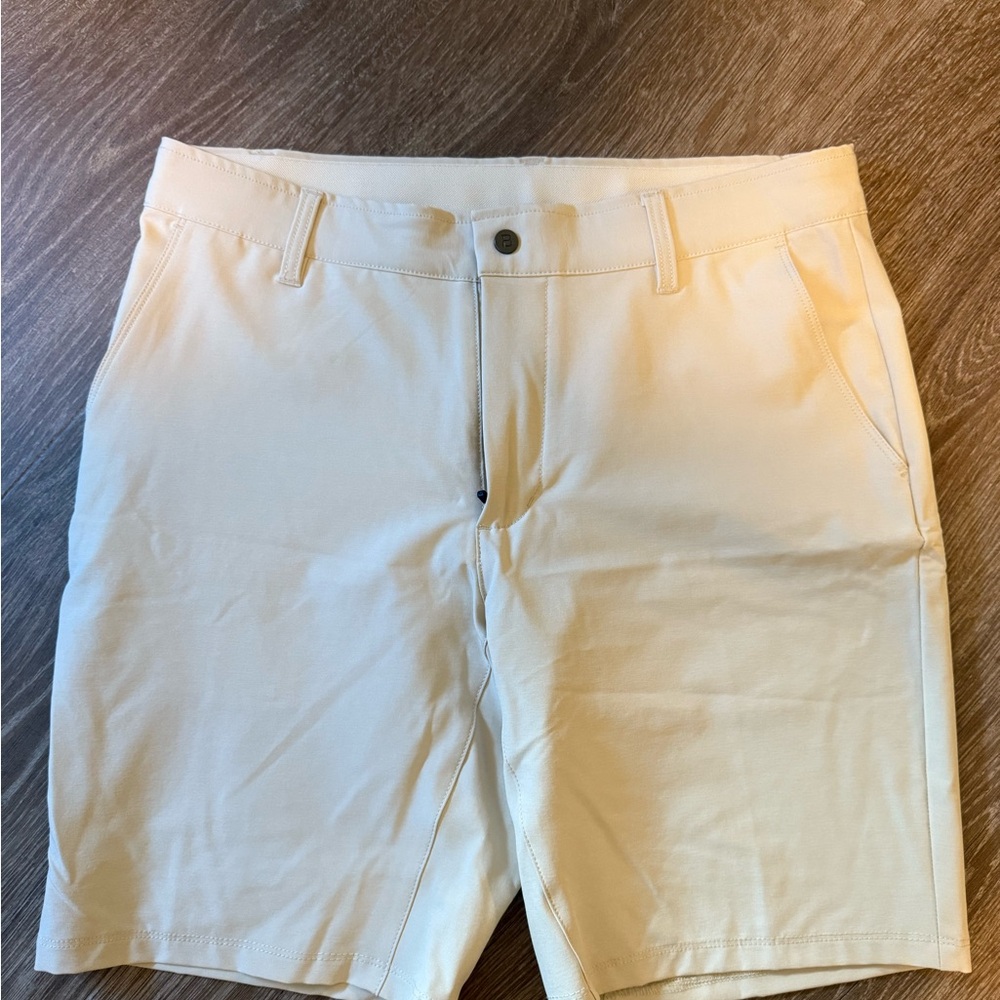 BYLT Basics Cream Flat Front Shorts Classic Style